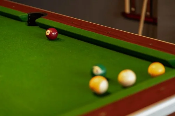 snooker table balls close up
